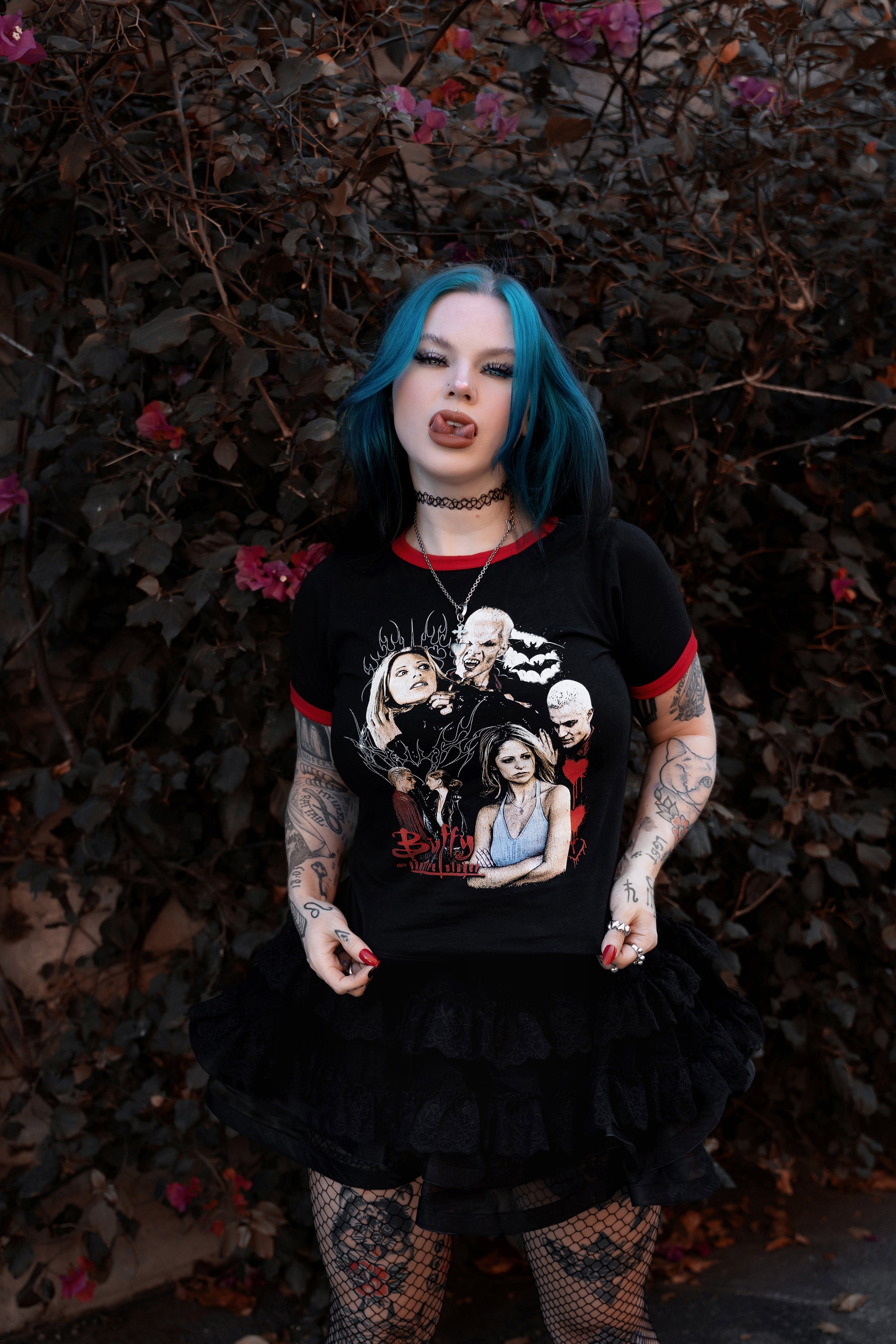 Vera's Eyecandy Buffy Vampire + Spike Ringer Tee