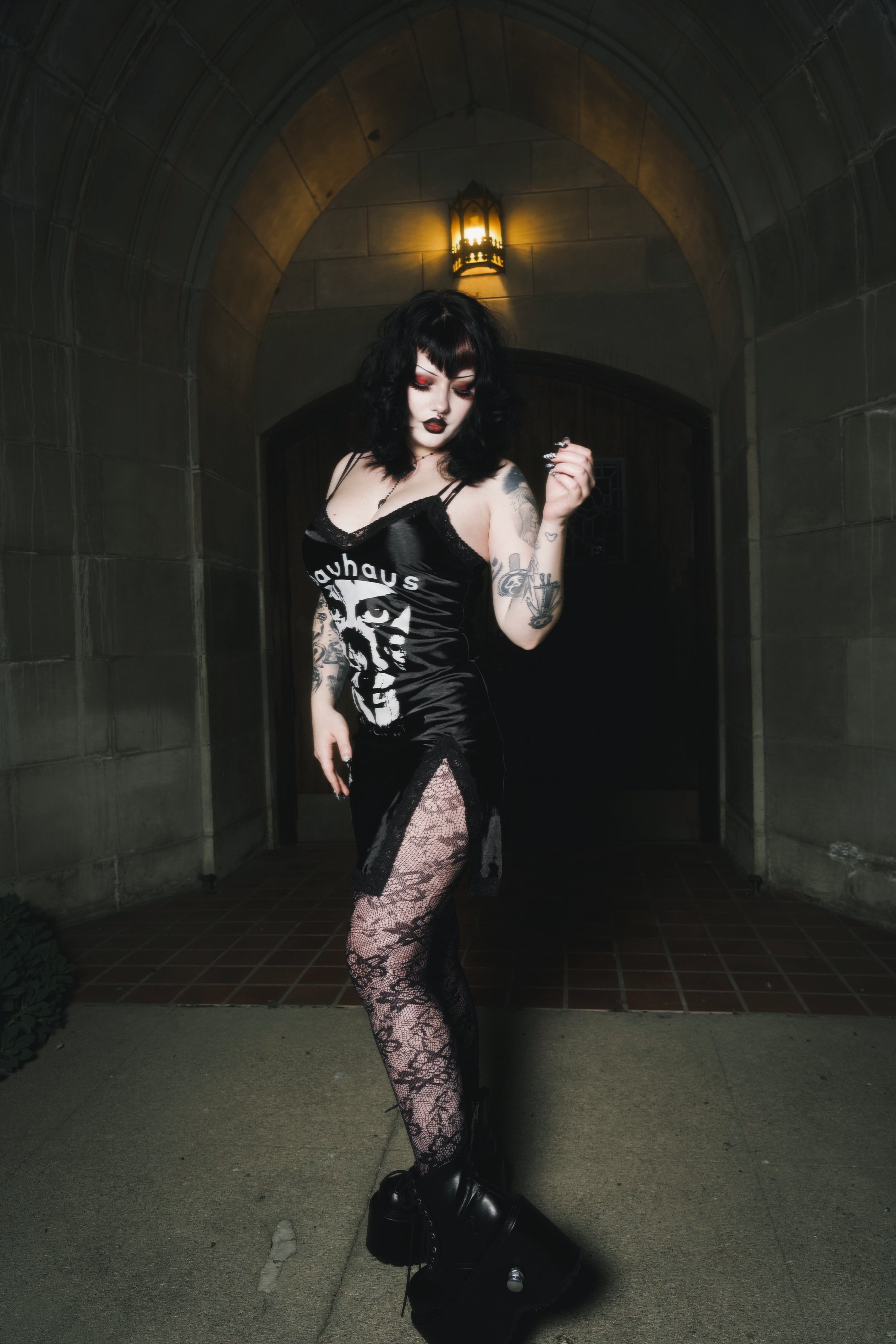 Vera's Eyecandy Bauhaus Cross Mini Slip Dress