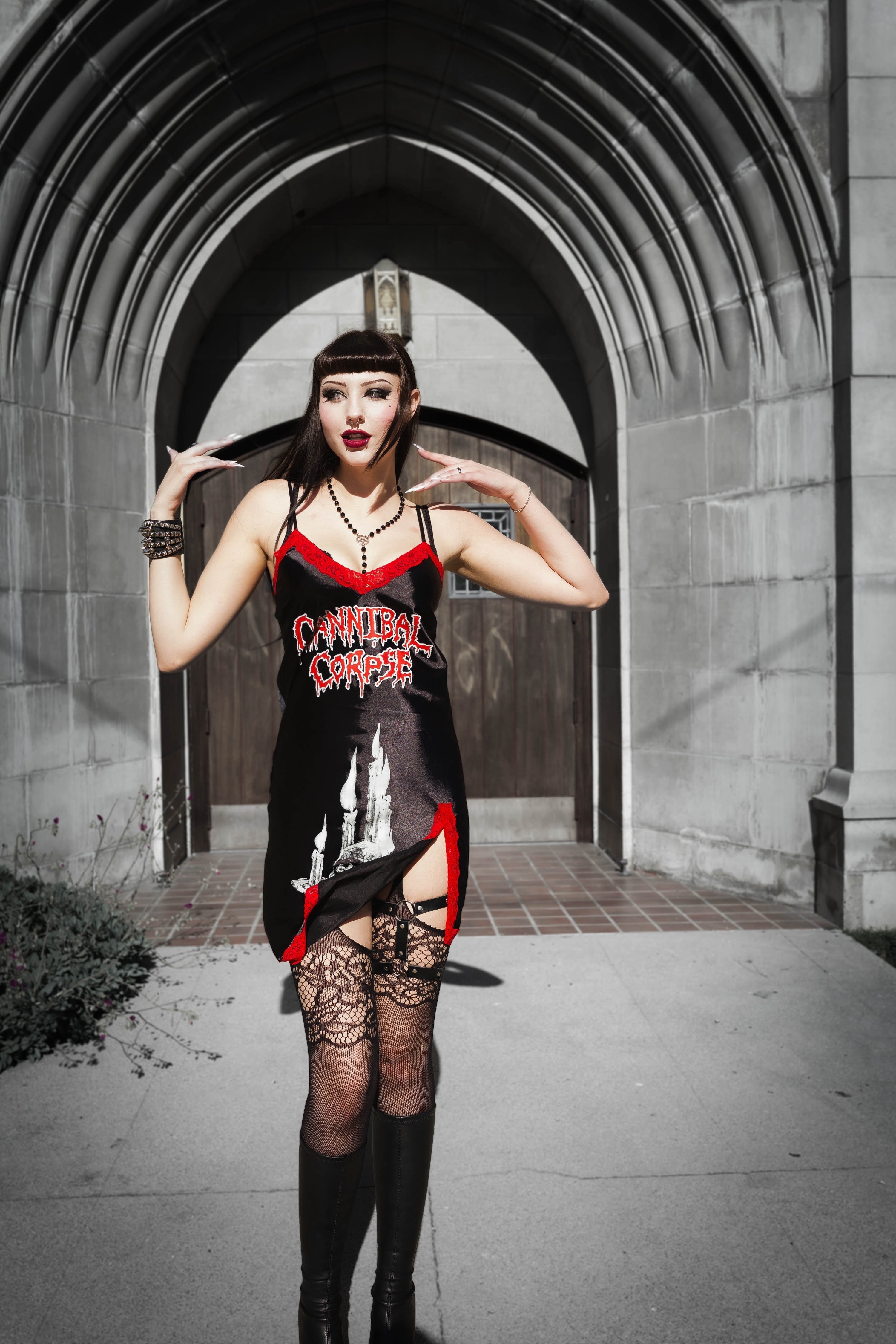 Vera's Eyecandy Cannibal Corpse Band Mini Slip Dress