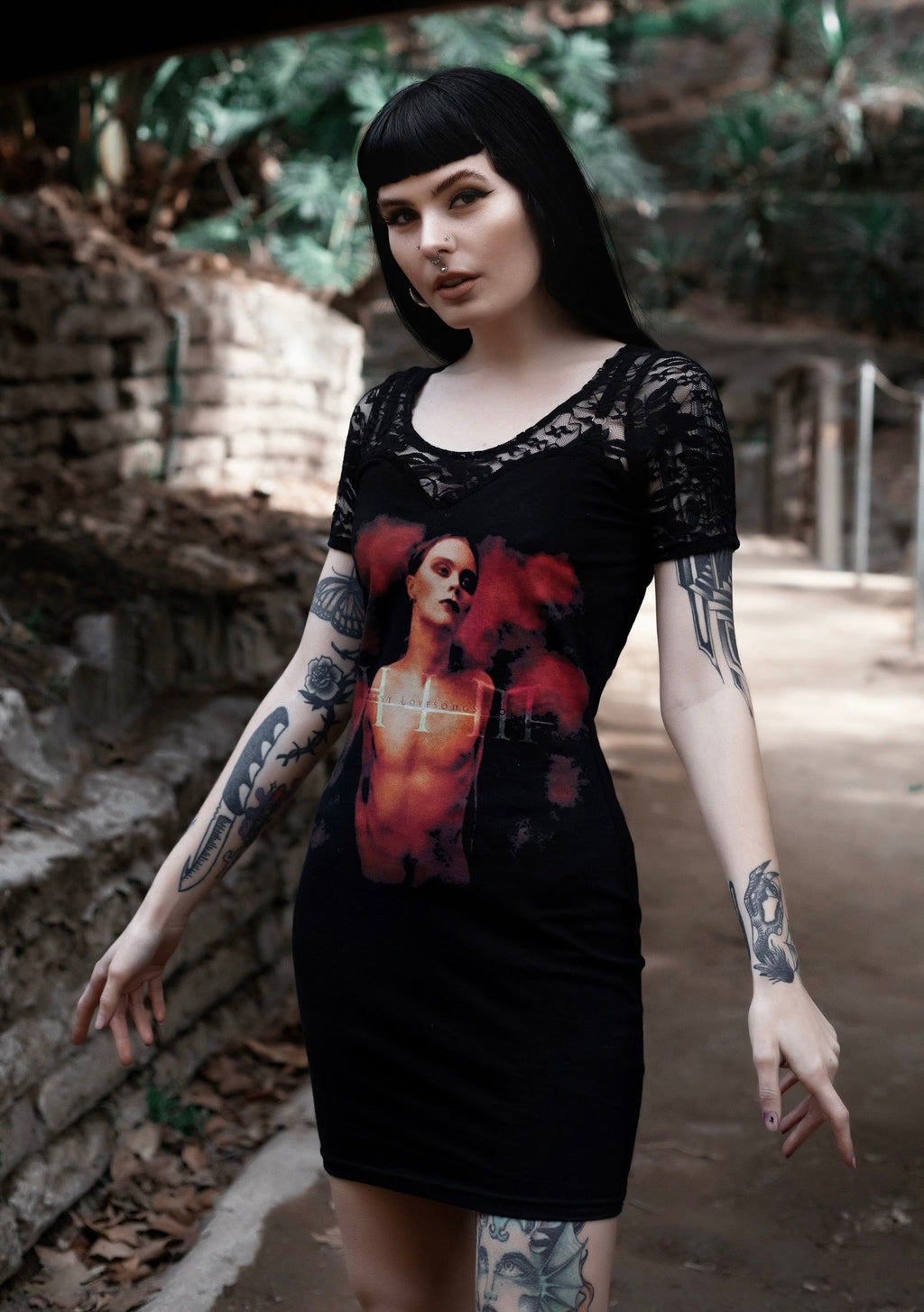 Vera's Eyecandy Him Lace Metal Band Dress