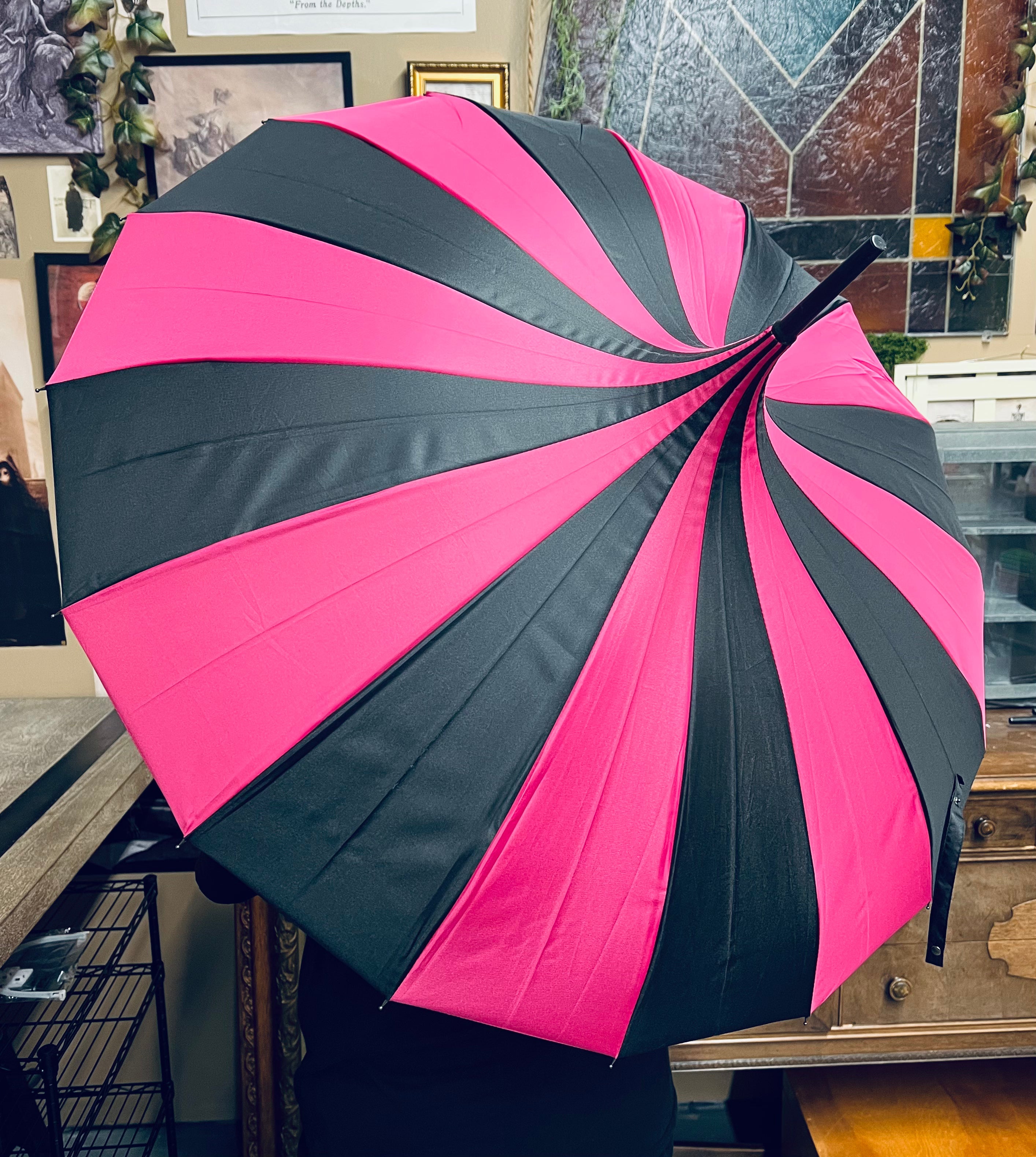 Witchwood Hot Pink Black Pagoda Umbrella