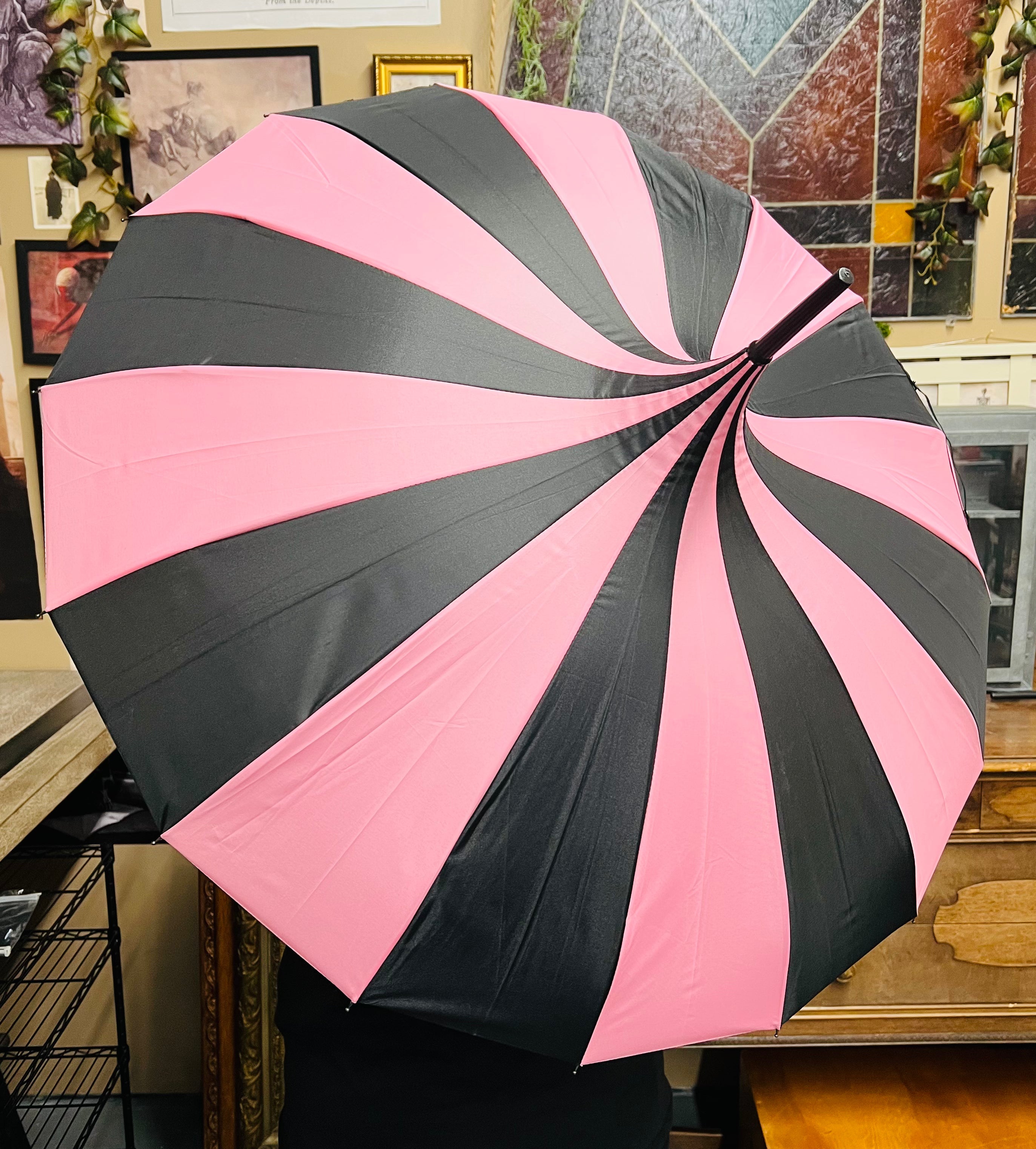 Witchwood Pastel Pink Black Pagoda Umbrella
