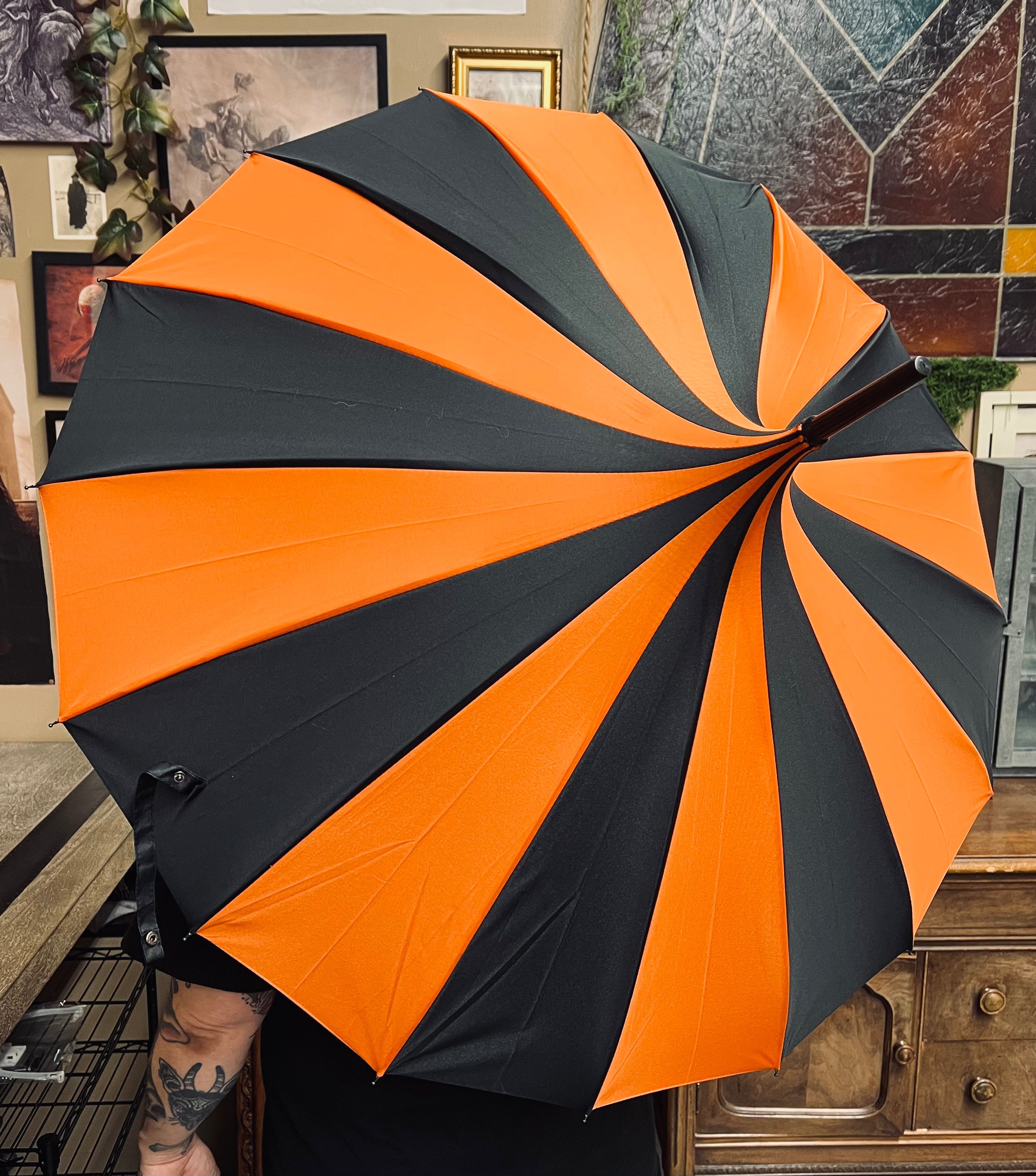 Witchwood Orange Black Pagoda Umbrella