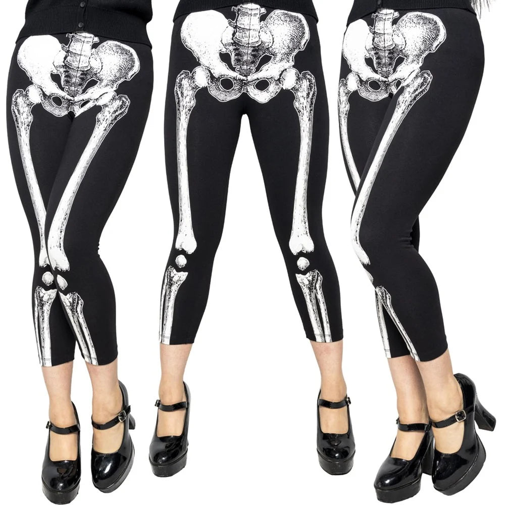 Kreepsville 666 Skele-Bone White Capri Leggings