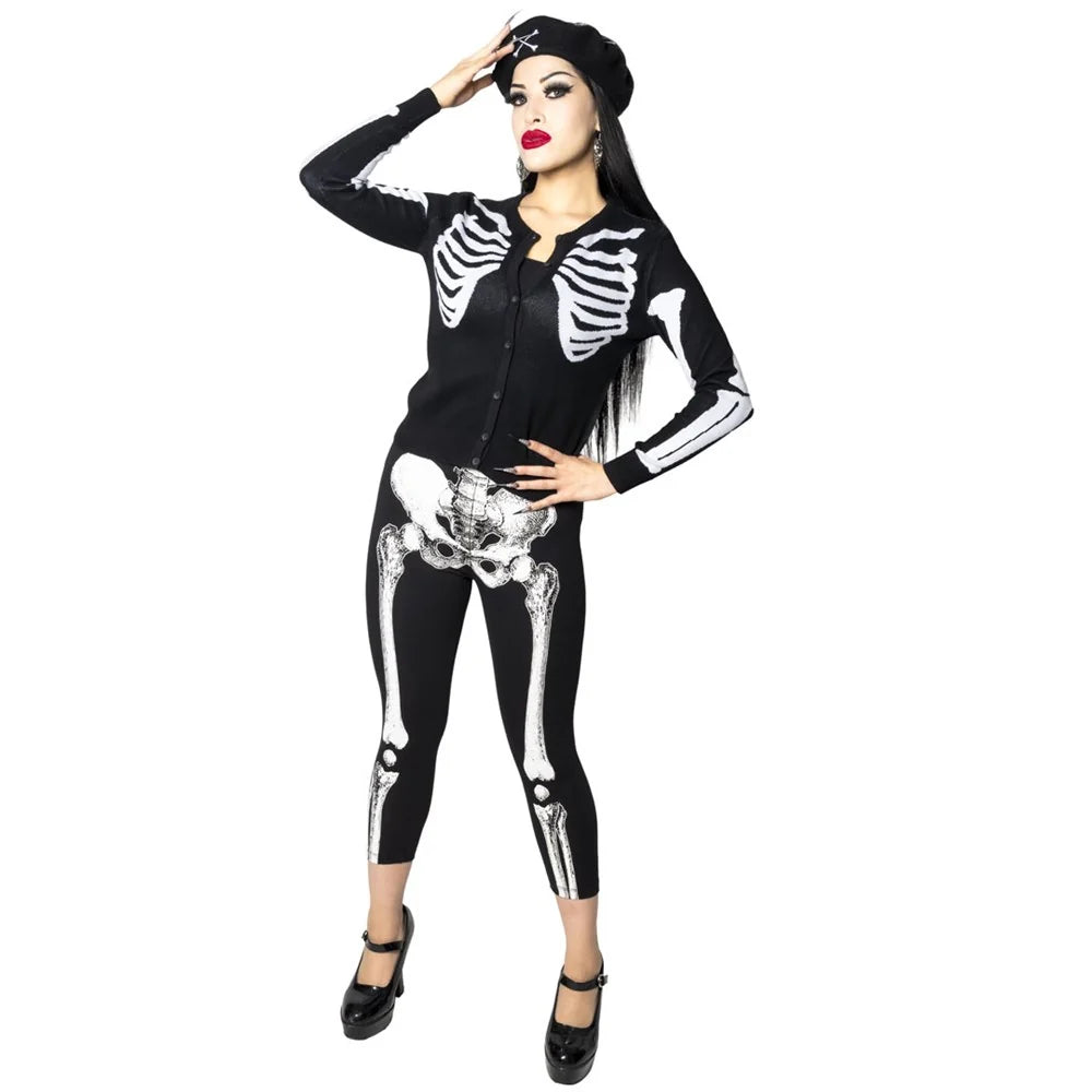 Kreepsville 666 Skele-Bone White Capri Leggings