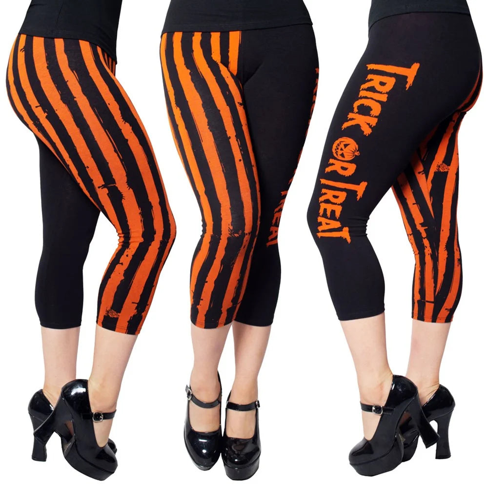 Kreepsville 666 Trick or Treat Stripe Capri Leggings