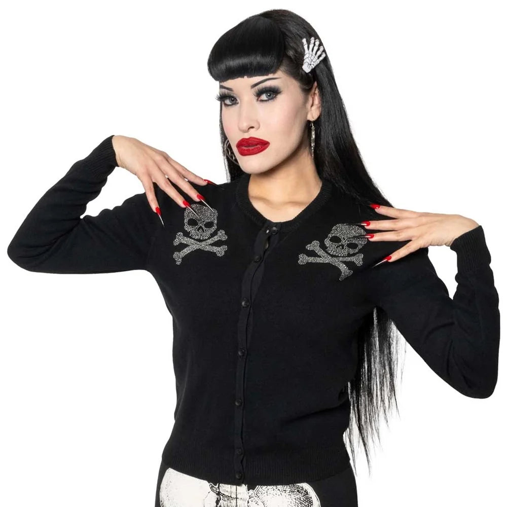 Kreepsville 666 Skull Studded Cardigan