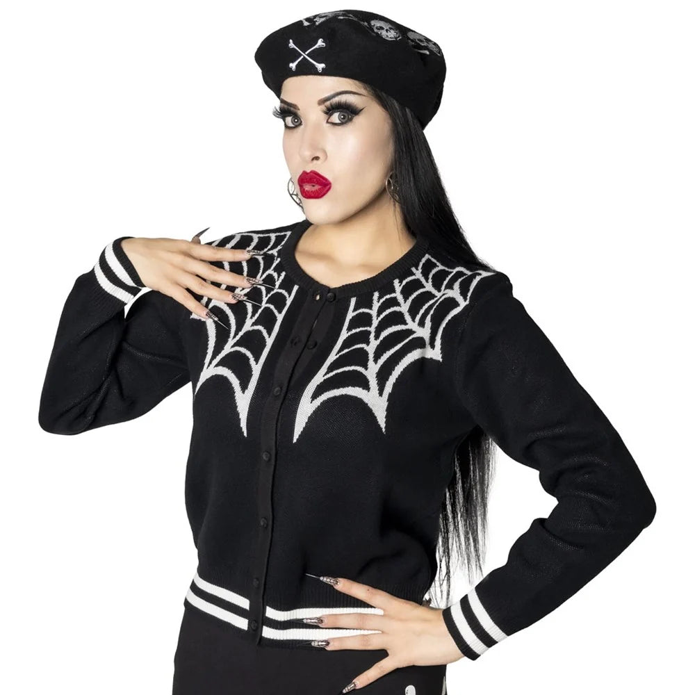 Kreepsville 666 Spiderweb White Cardigan