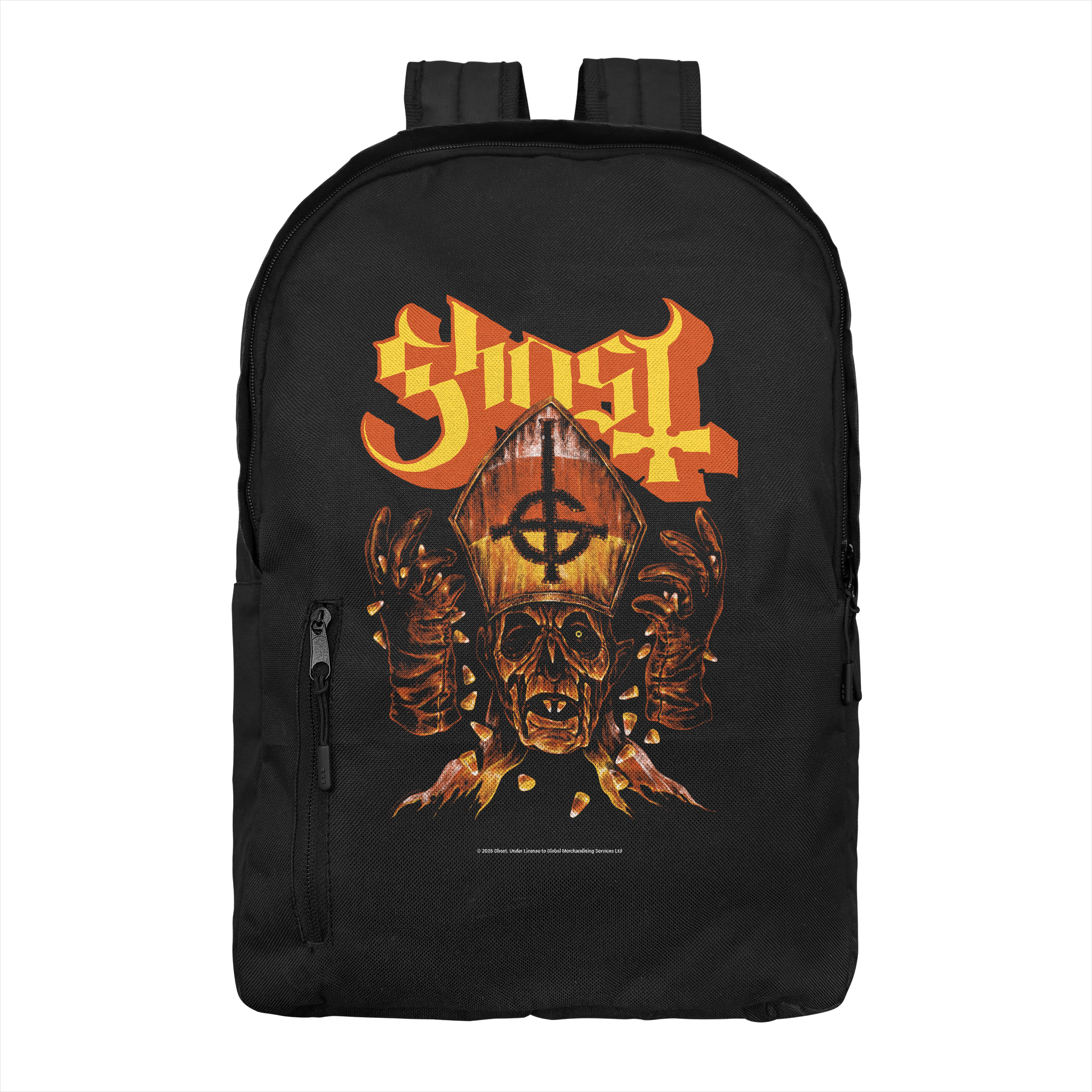 Ghost Band Candy Corn Skull 17" Long Backpack