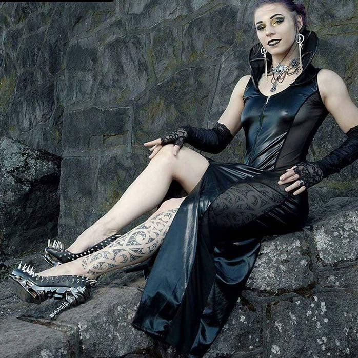 Hades ZETTA Spiked Black Pumps 5" High Molded Heels