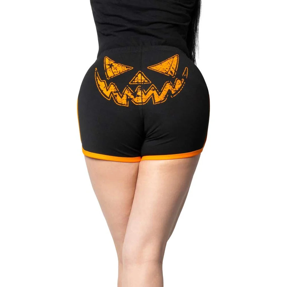 Kreepsville 666 Pumpkin Trick Or Treat Womens Booty Shorts
