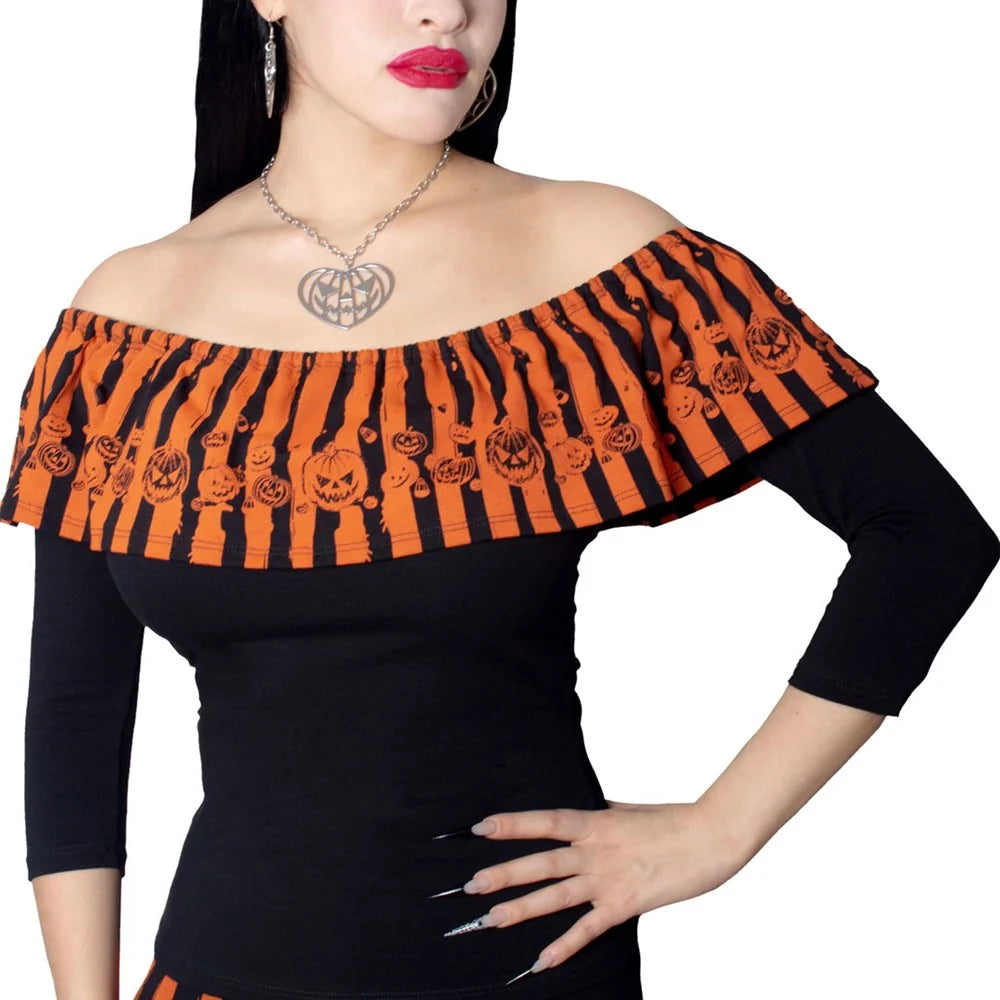 Kreepsville 666 Ruffle Top Trick Or Treat Stripe