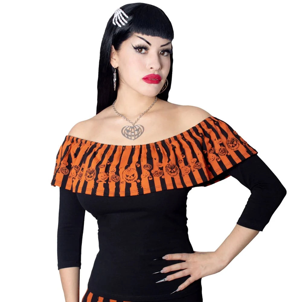 Kreepsville 666 Ruffle Top Trick Or Treat Stripe