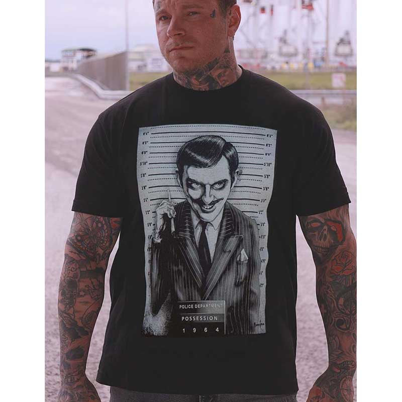 Lowbrow Art Gomez Mugshot Black Tee