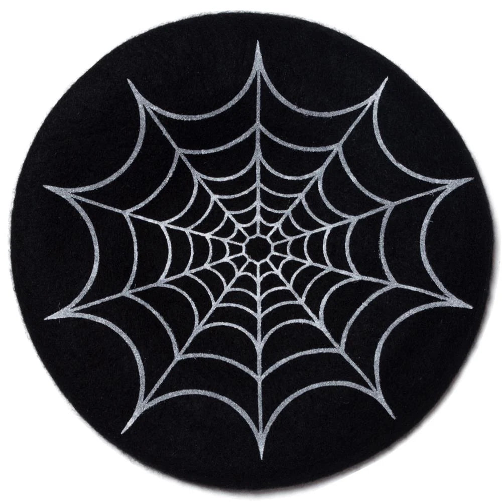 Kreepsville 666 Spiderweb Black Wool Beret Hat