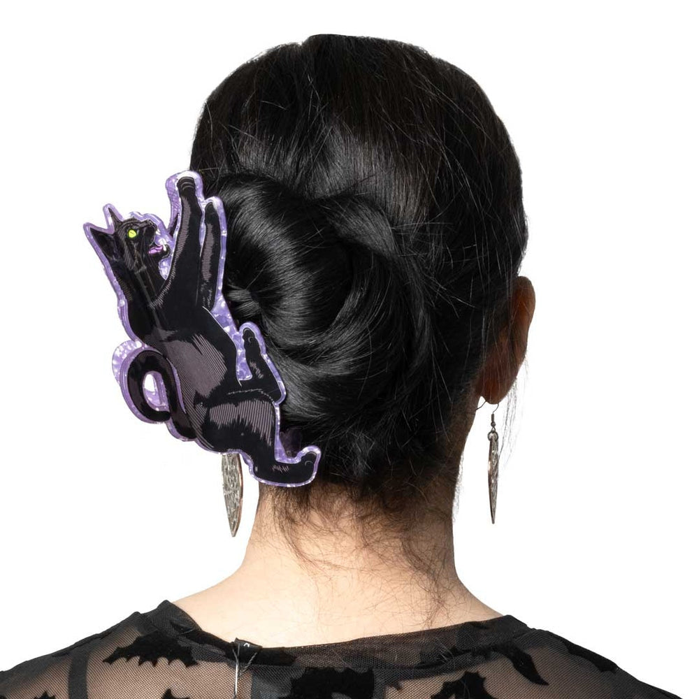 Kreepsville 666 Black Cat Purple Hair Claw Clip
