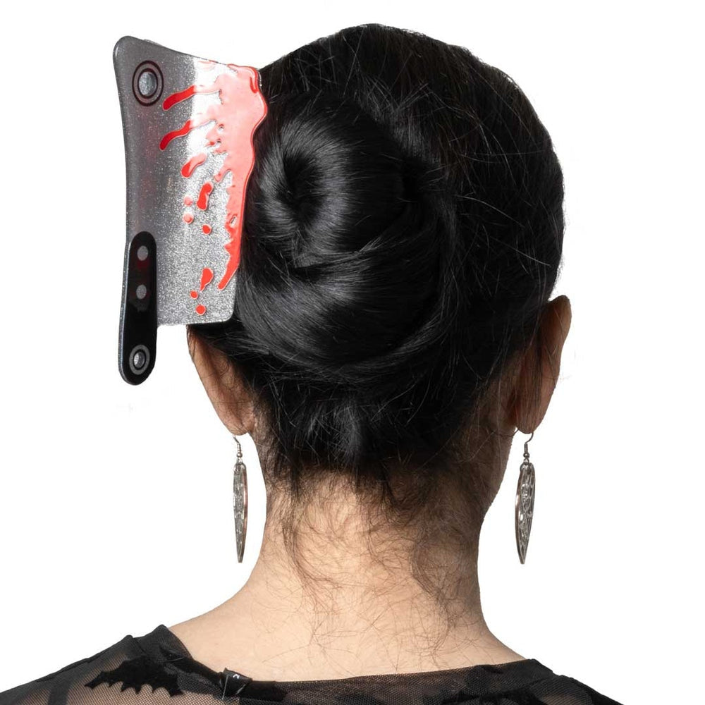 Kreepsville 666 Cleaver Silver Glitter Hair Claw Clip