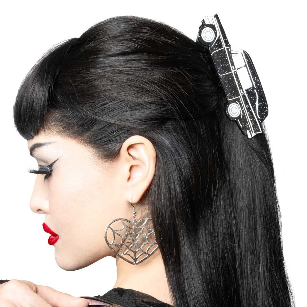 Kreepsville 666 Hearse Black Glitter Hair Claw Clip