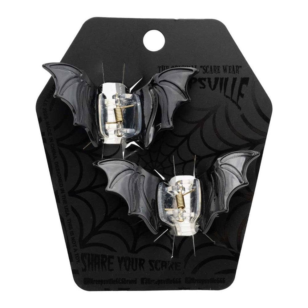 Kreepsville 666 Black Bat Pair Hair Claw Clips