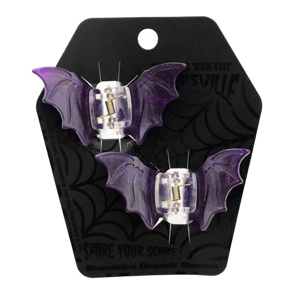 Kreepsville 666 Purple Bat Pair Hair Claw Clips