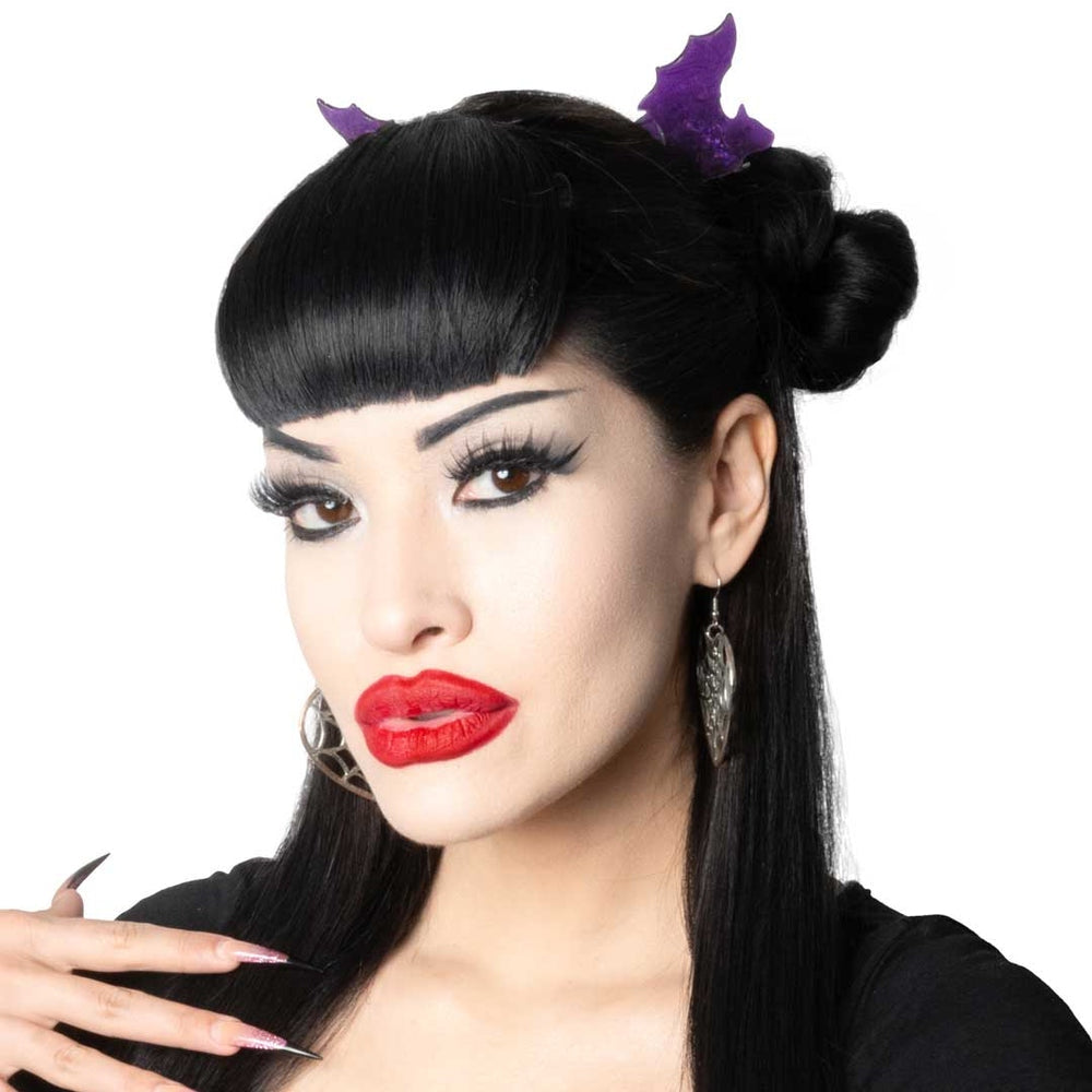 Kreepsville 666 Purple Bat Pair Hair Claw Clips