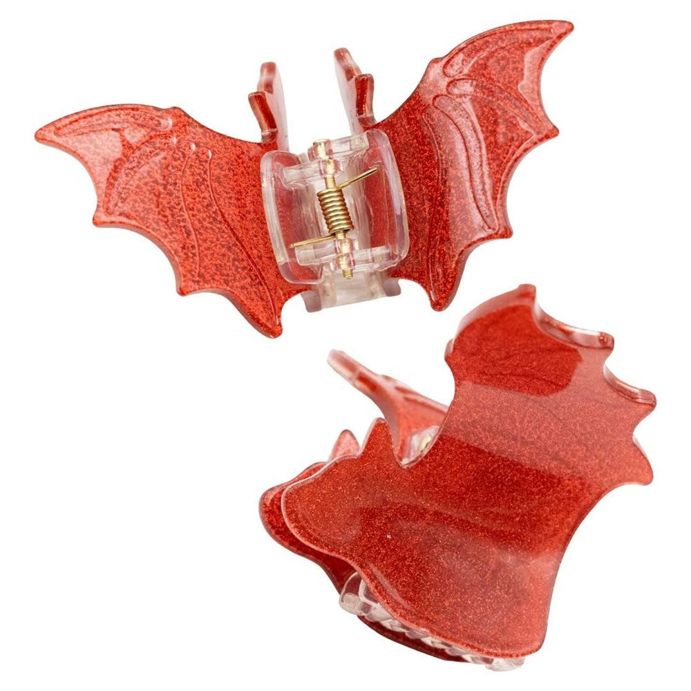 Kreepsville 666 Red Glitter Bat Pair Hair Claw Clips