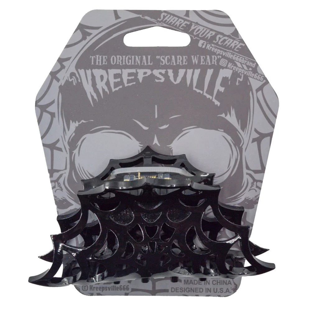 Kreepsville 666 Spiderweb Hair Claw Clip Black