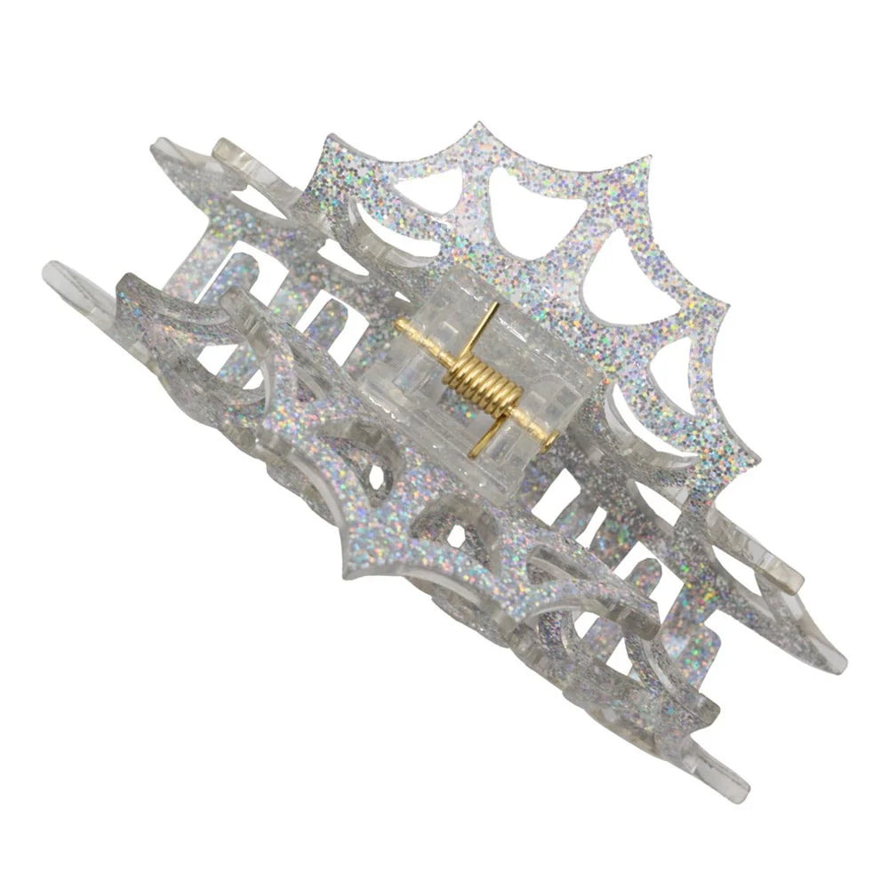 Kreepsville 666 Spiderweb Hair Claw Clip Silver