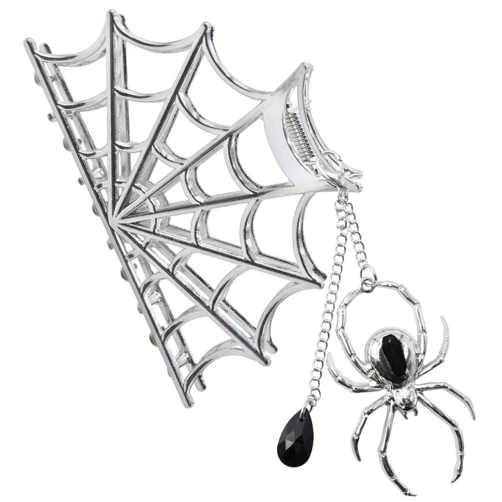 Kreepsville 666 Silver Spider Charm Web Claw Hair Clip