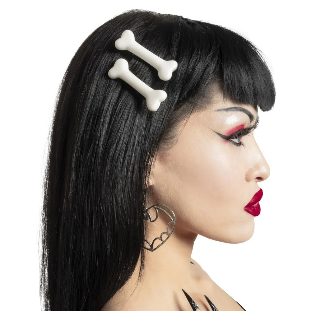 Kreepsville 666 Mini Bone Hair Slides White