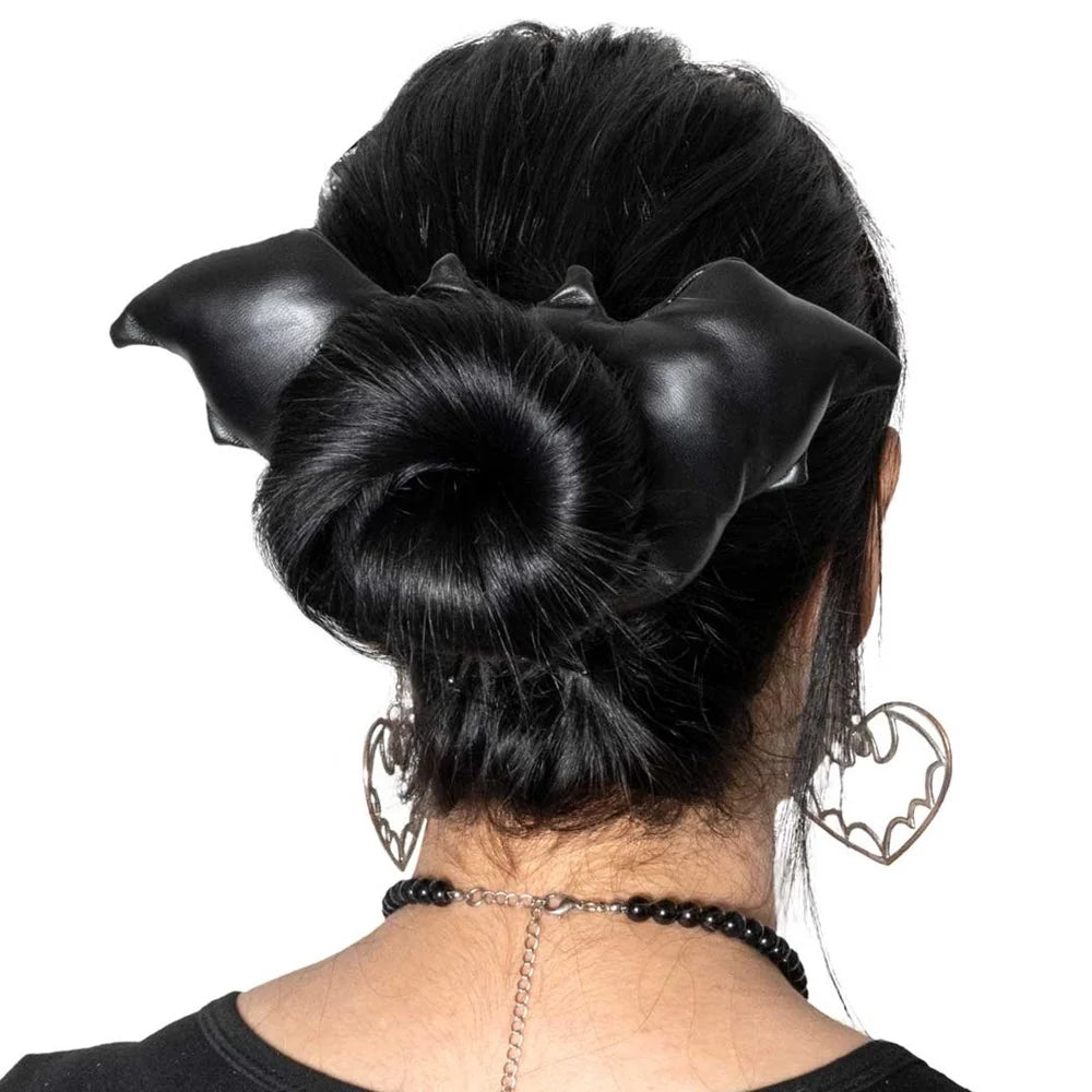 Kreepsville 666 Vegan Leather Black Bat Bun Topper