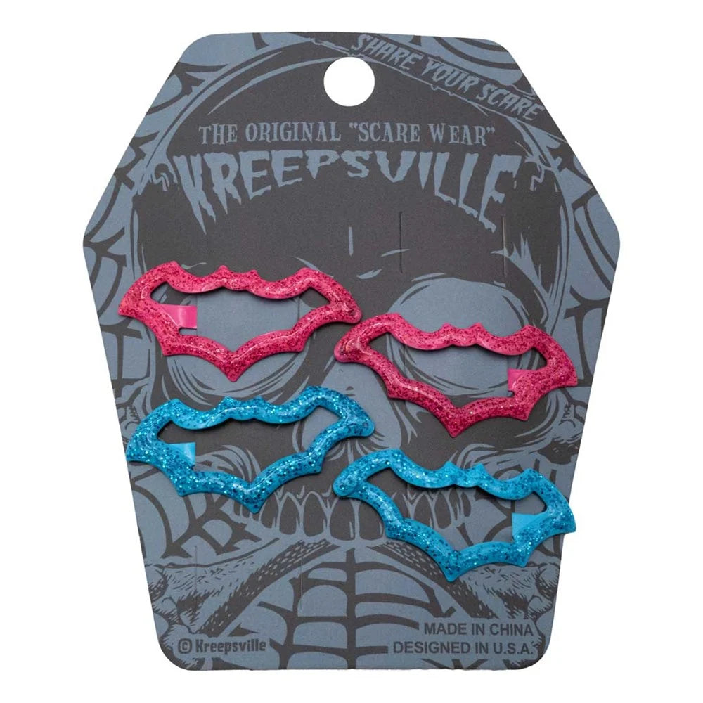 Kreepsville 666 Bat Snap Hair Clips Blue Pink
