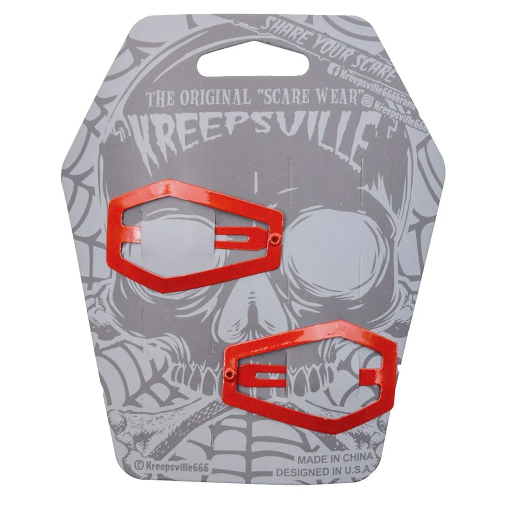 Kreepsville 666 Coffin Snap Hair Clips Pair Red