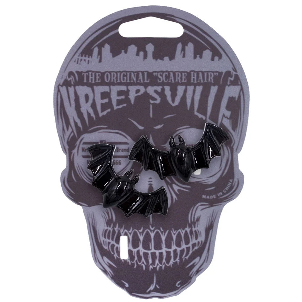 Kreepsville 666 Lil Black Bats Hair Slides Pair