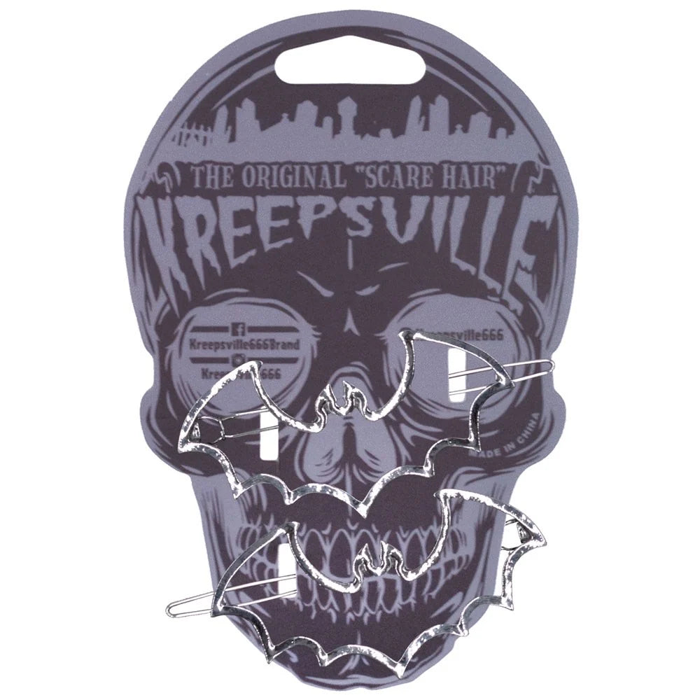 Kreepsville 666 Bat Outline Hair Clips Pair