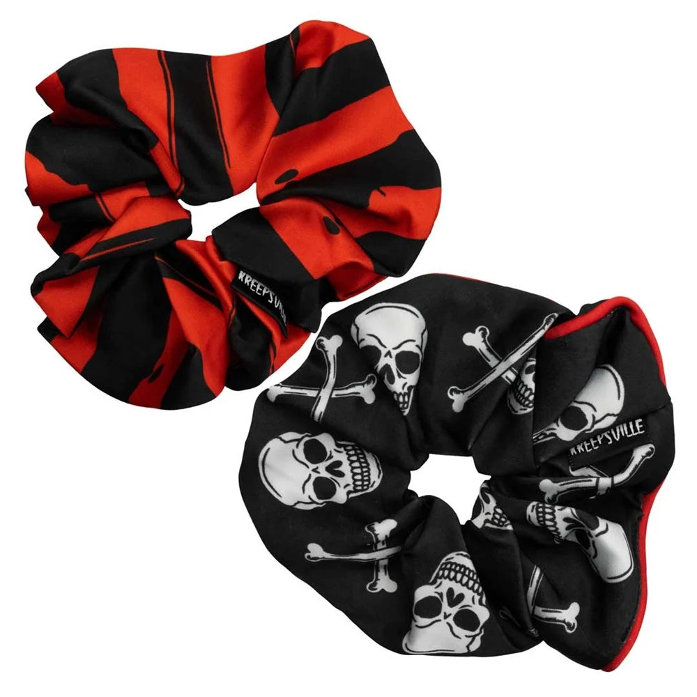 Kreepsville 666 Skull and Crossbone Scrunchie Set