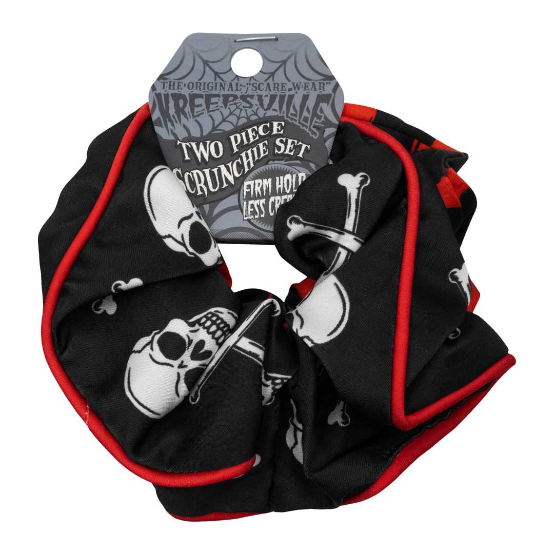 Kreepsville 666 Skull and Crossbone Scrunchie Set