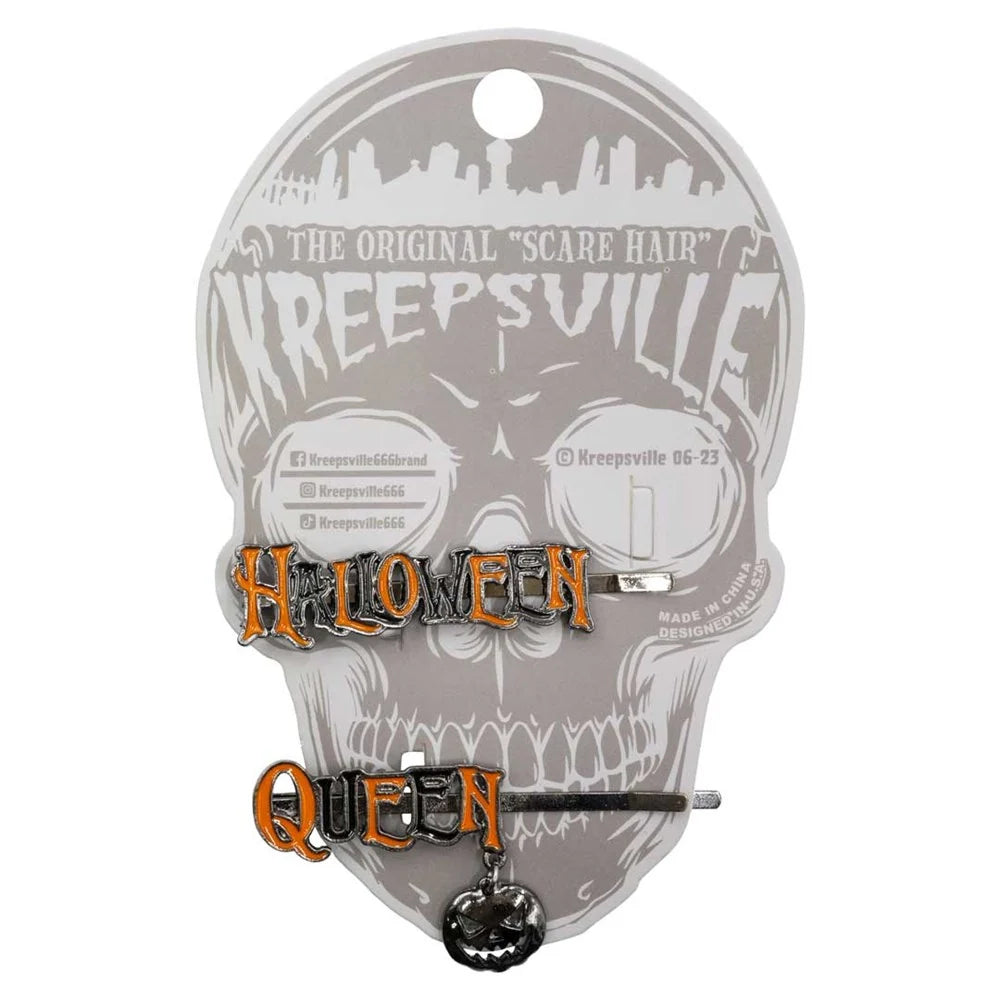 Kreepsville 666 Halloween Queen Text Hair Slides
