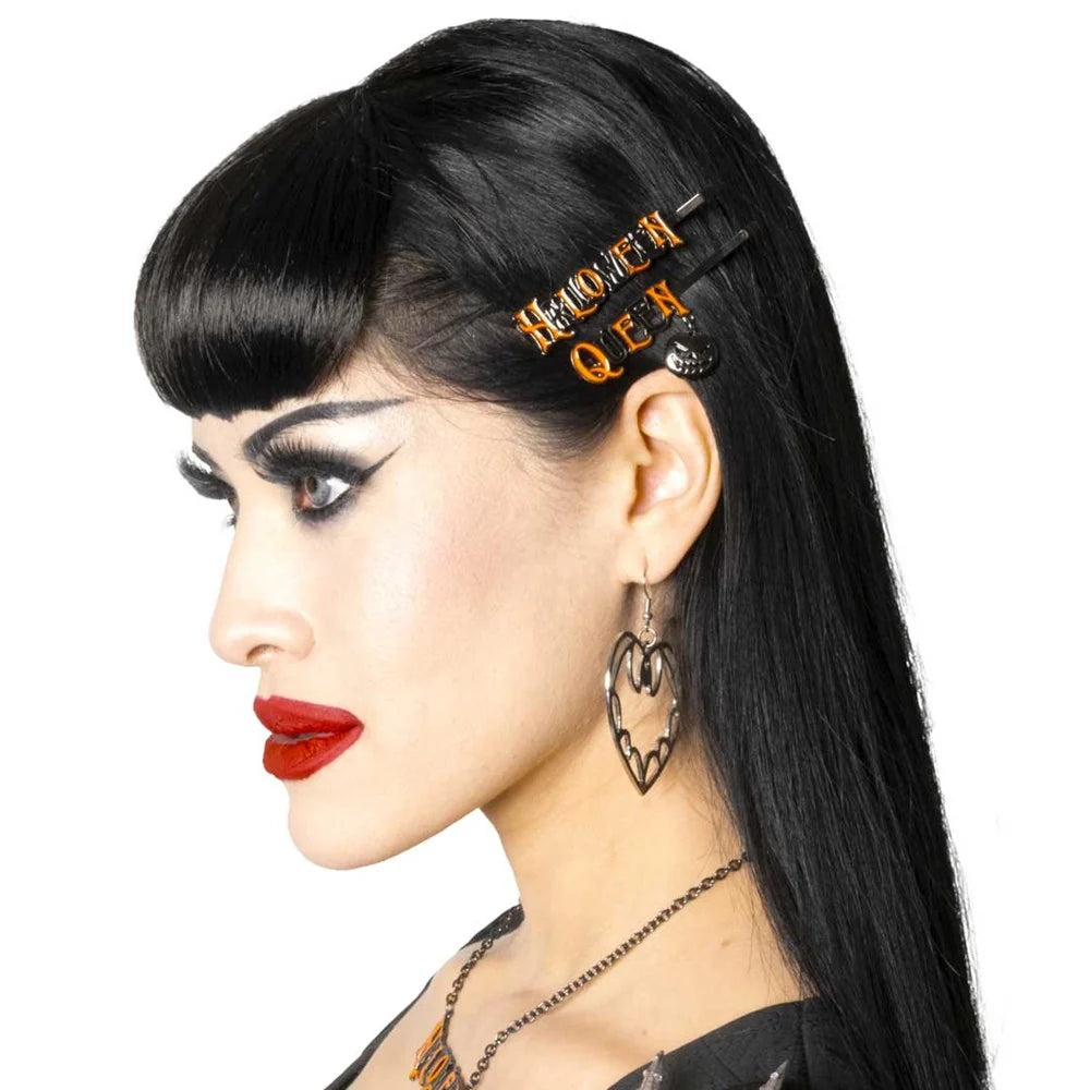 Kreepsville 666 Halloween Queen Text Hair Slides