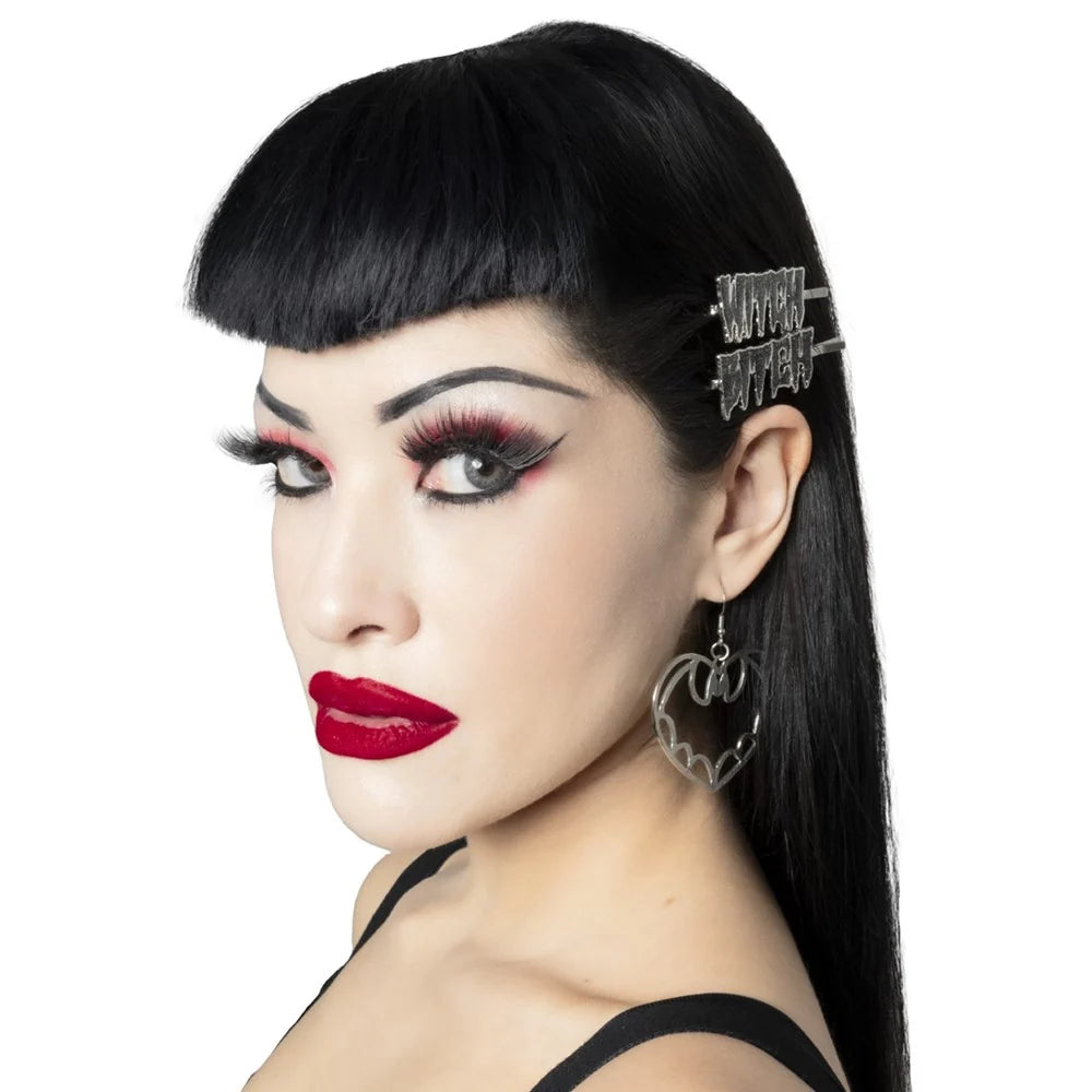 Kreepsville 666 Witch Bitch Text Hair Slides