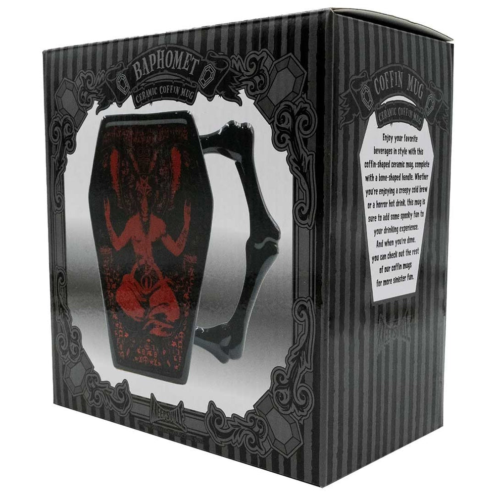 Kreepsville 666 Baphomet Large Black Red Coffin Mug