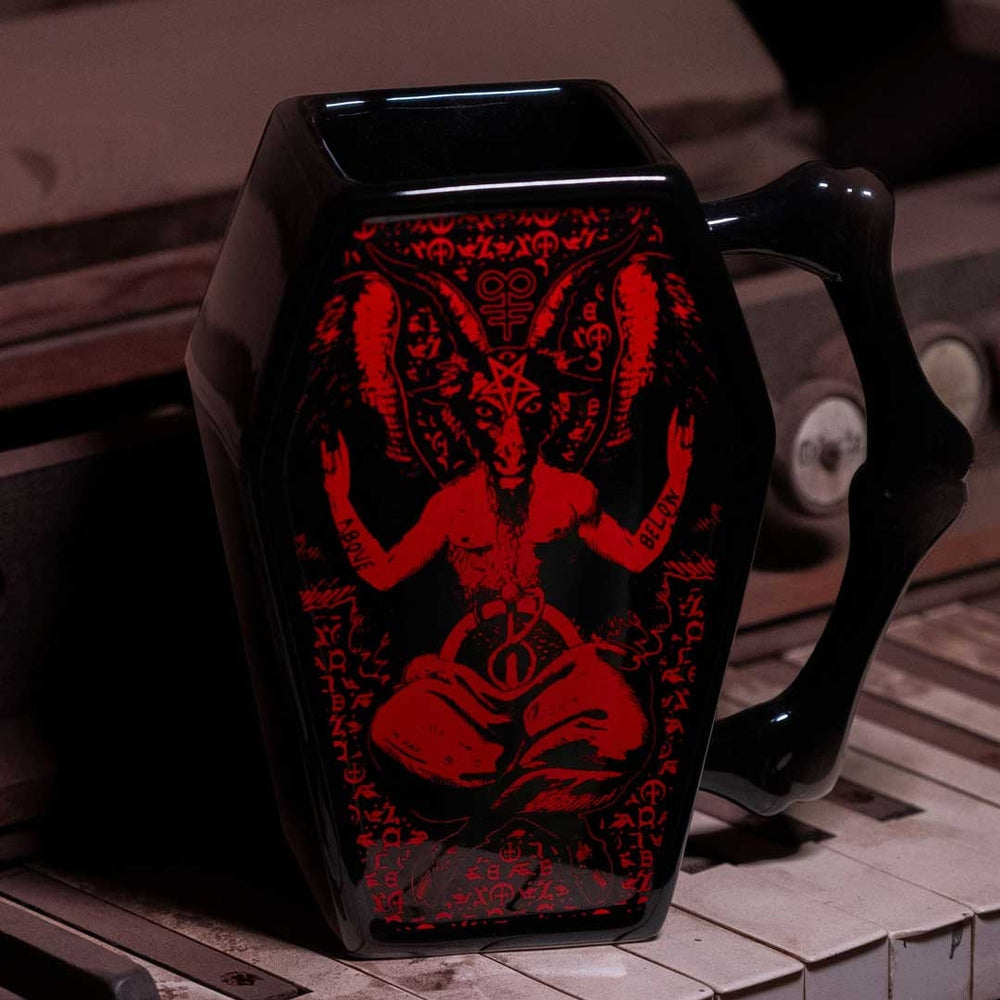 Kreepsville 666 Baphomet Large Black Red Coffin Mug