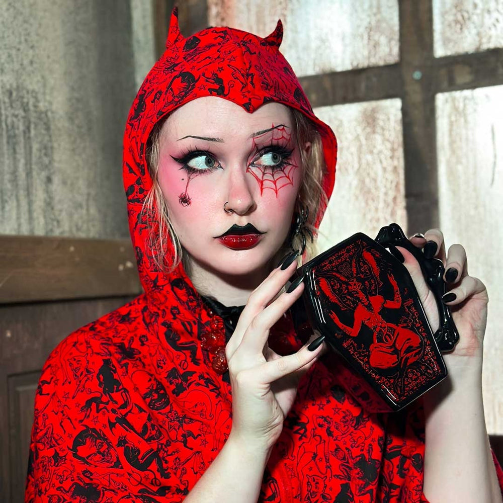 Kreepsville 666 Baphomet Large Black Red Coffin Mug