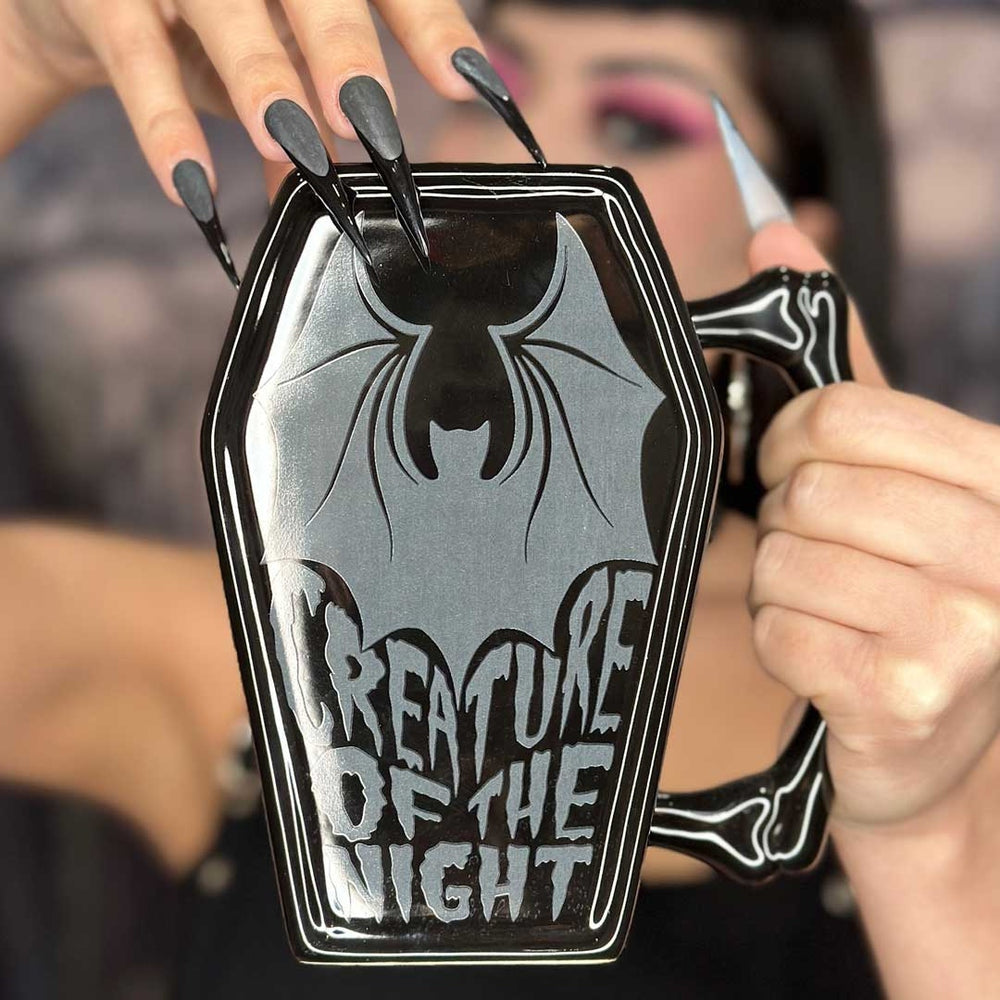 Kreepsville 666 Creature of the Night Bat Black Coffin Mug