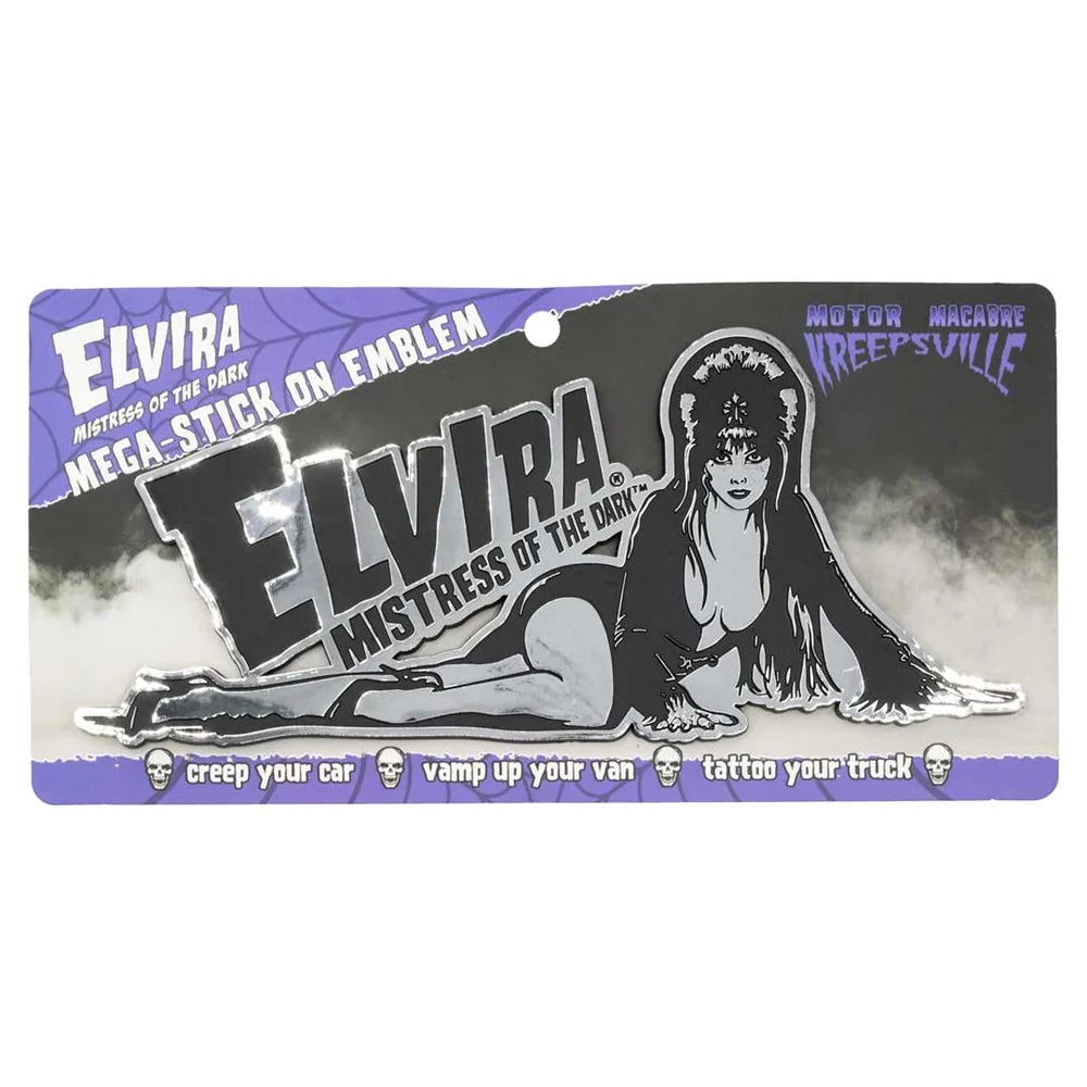 Kreepsville 666 Elvira Laid Down Mega 12" Chrome Stick On Emblem