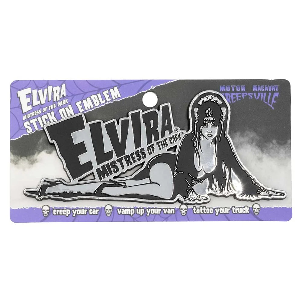 Kreepsville 666 Elvira Laid Down 6" Chrome Stick On Emblem