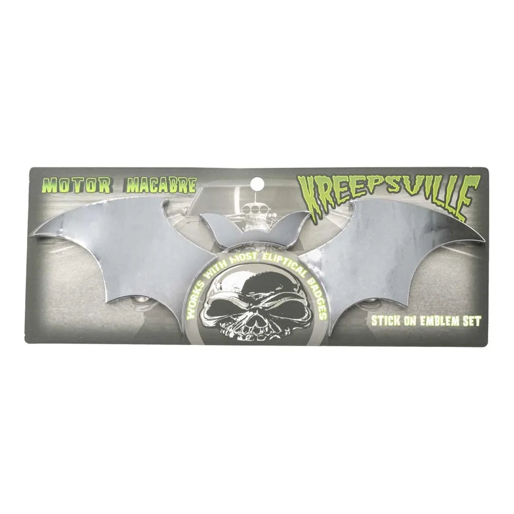 Kreepsville 666 Segmented Bat Chrome Stick On Emblem