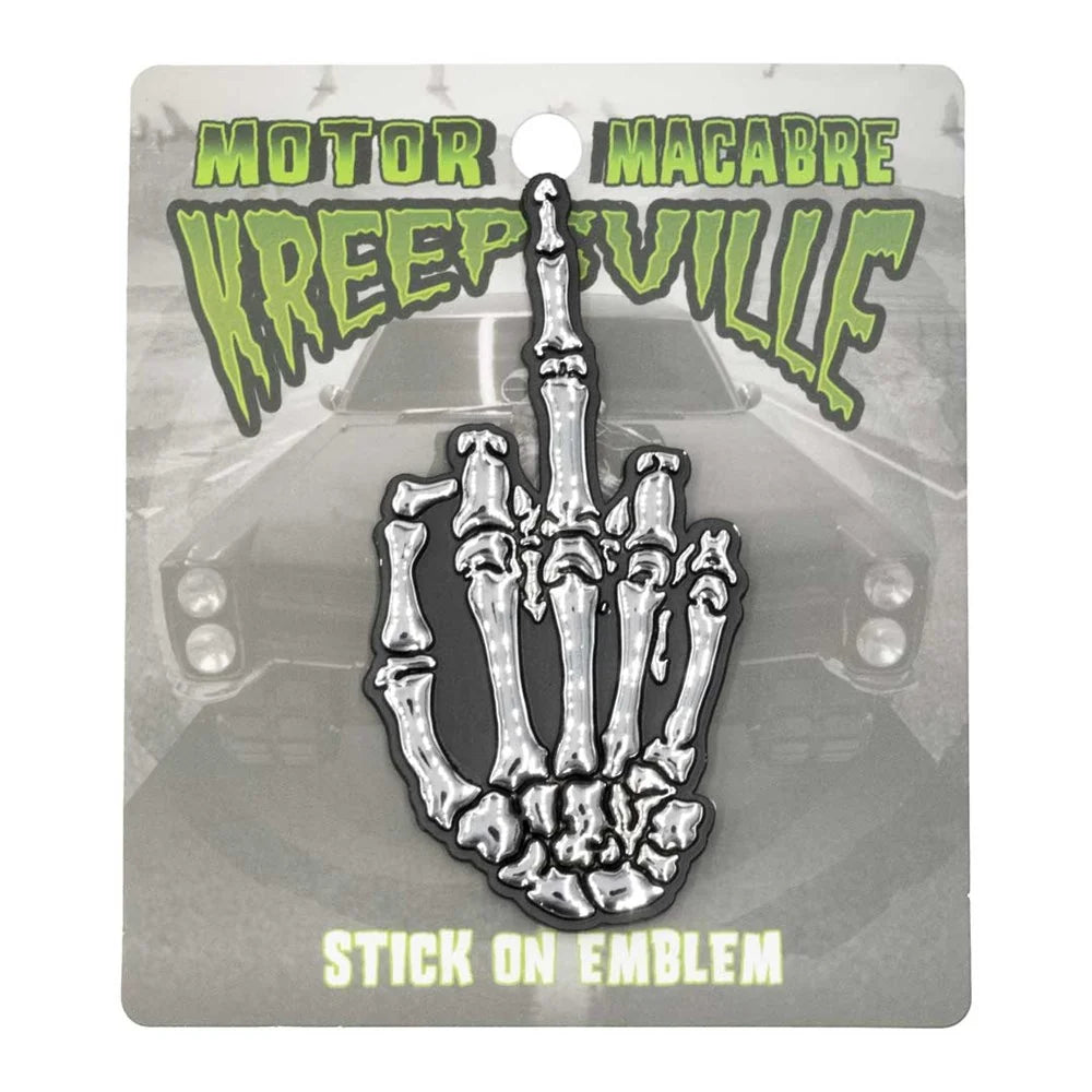 Kreepsville 666 Skeleton Middle Finger Stick On Emblem