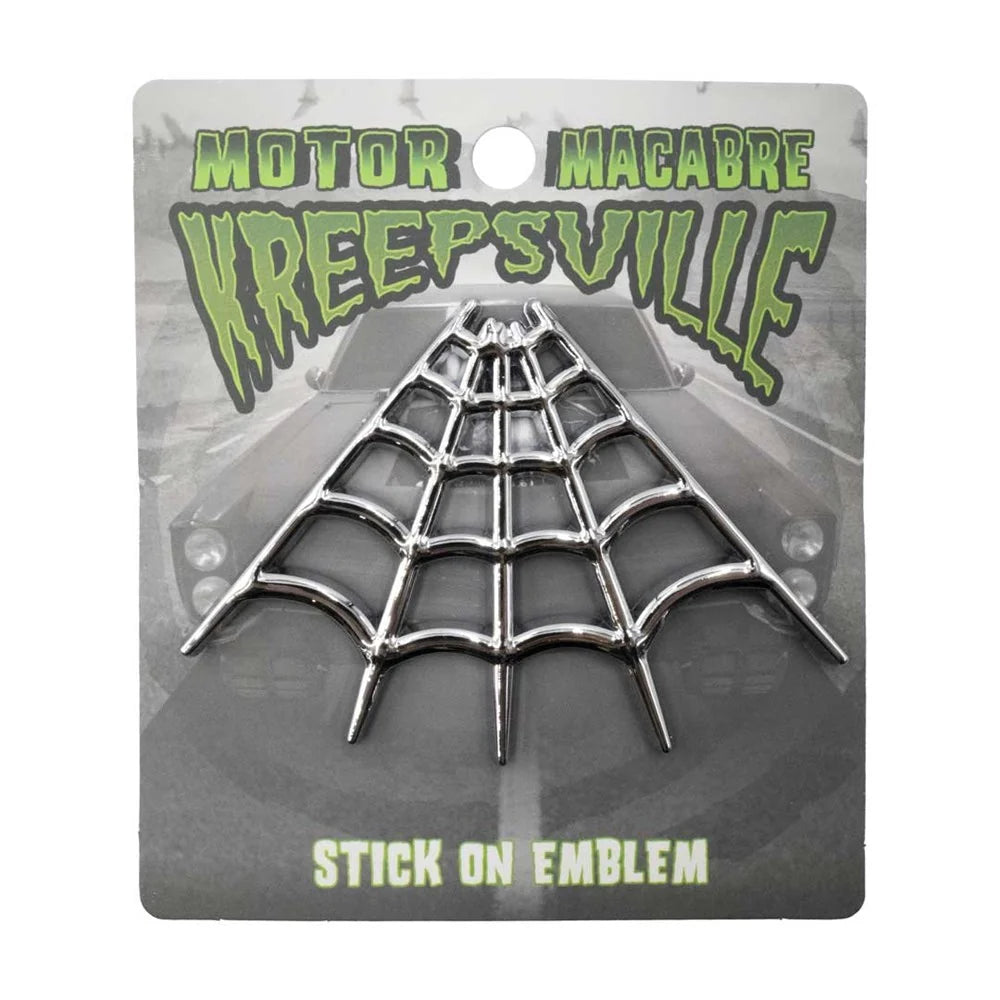 Kreepsville 666 Spiderweb Chrome Stick On Emblem