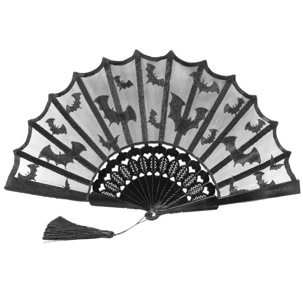 Kreepsville 666 Bat Lace Hand Fan